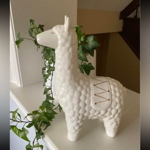 Ceramic white boho Llama decorative statue